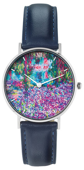 Künstler-Armbanduhr "Monet - Irisbeet in Monets Garten"