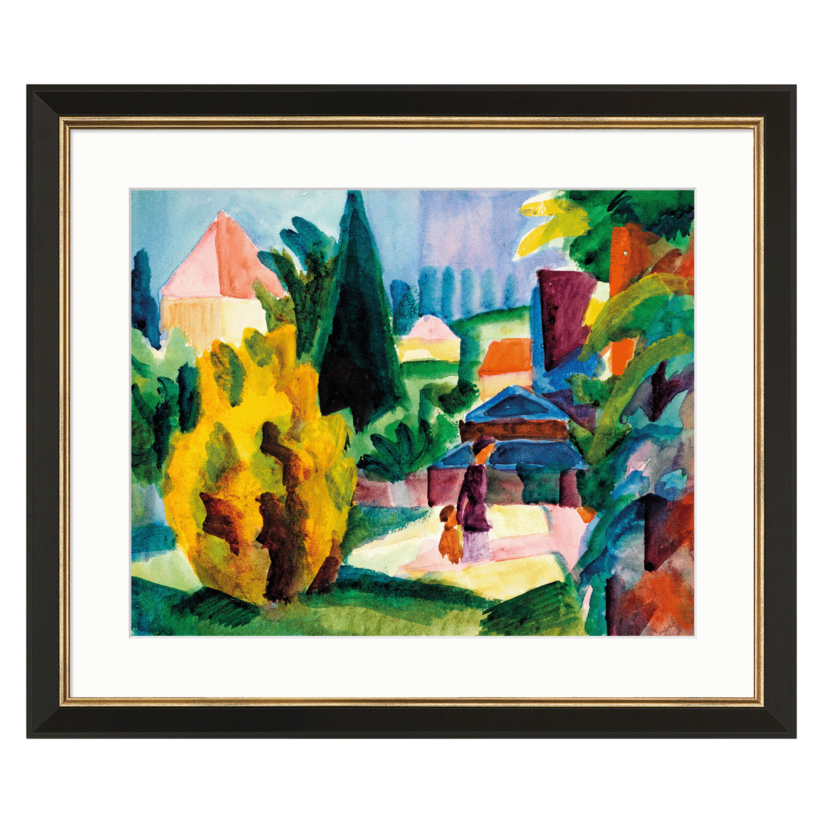 August Macke: Gemälde "Im Schlossgarten von Oberhofen", gerahmt