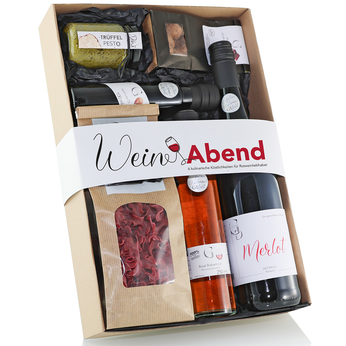 Geschenkset "Weinabend" mit Rotwein