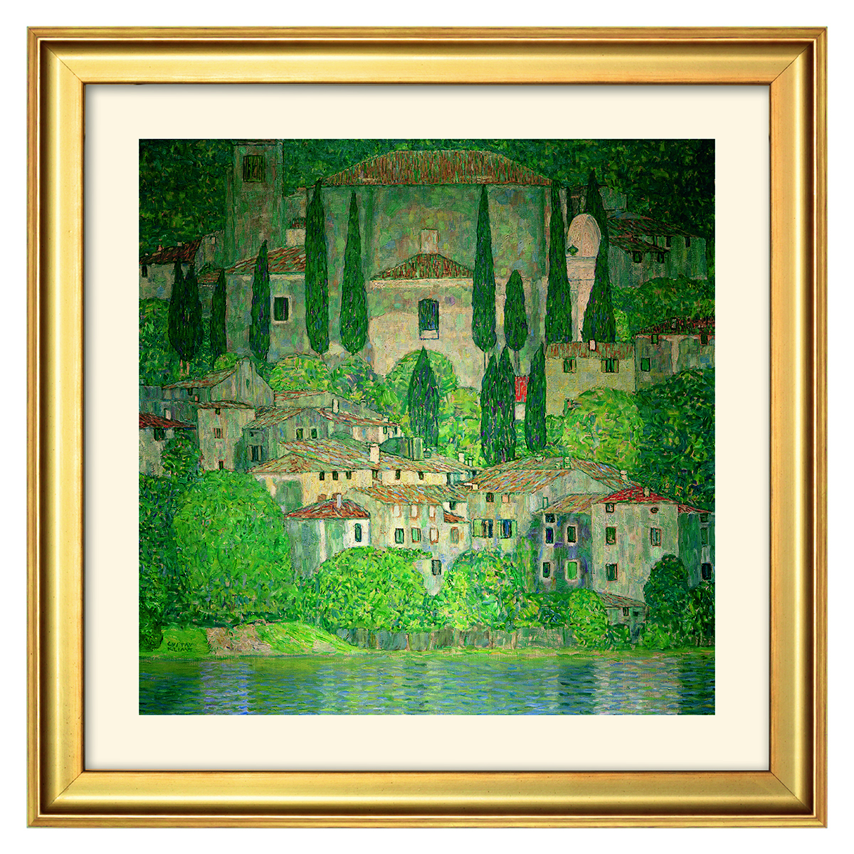 Gustav Klimt: Bild "Kirche in Cassone am Gardasee" (1913), gerahmt